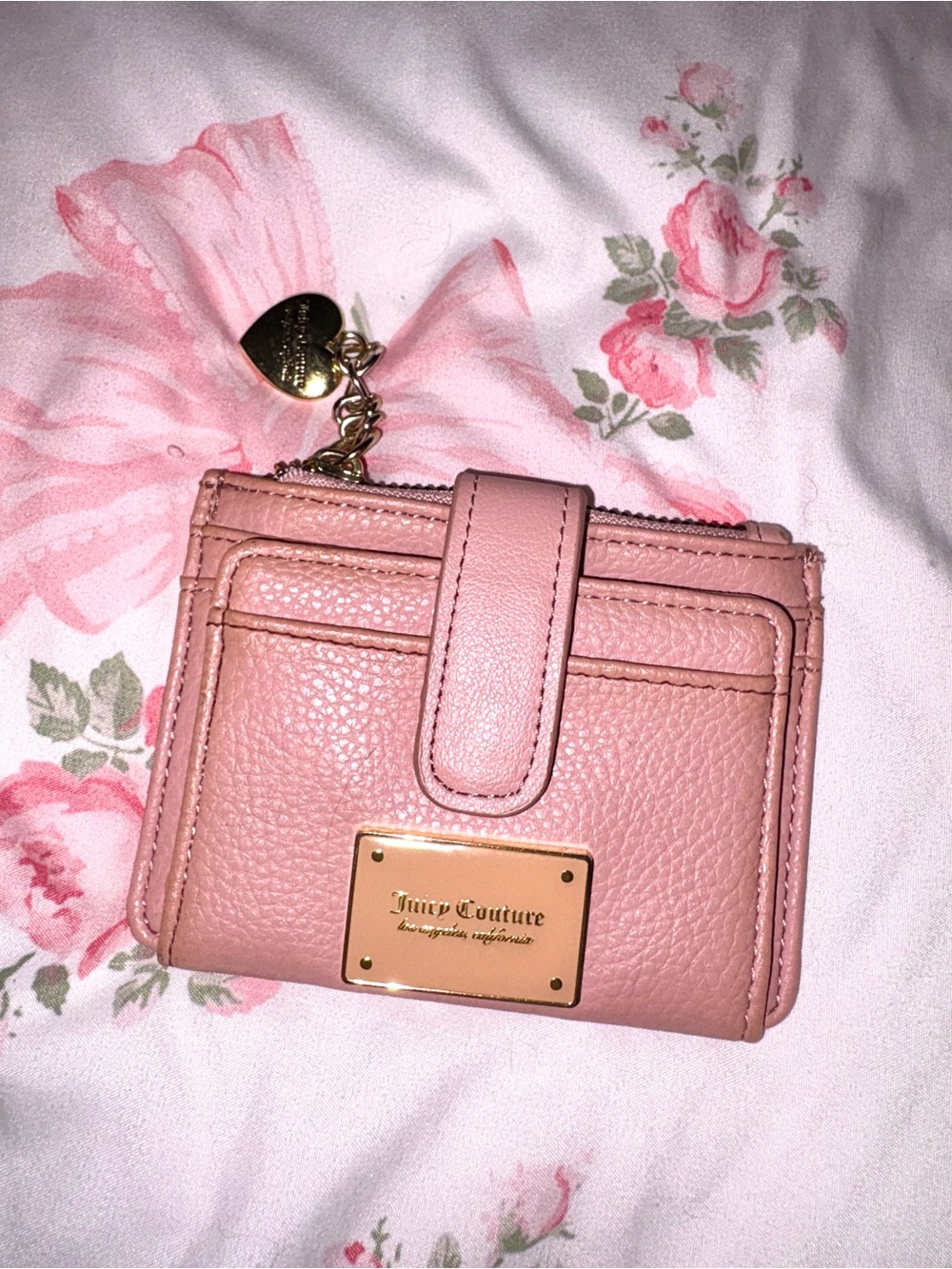 Juicy Couture Blush Pink Leather Mini Wallet with Gold Plate